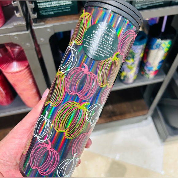 Starbucks Halloween Pumpkin GITD Cup Glow in Dark Iridescent Hot Tumbler 16oz - Picture 5 of 14